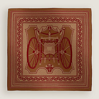 Les Roues de Phaeton Bandana shawl 140 - Brown | Hermès Mainland China